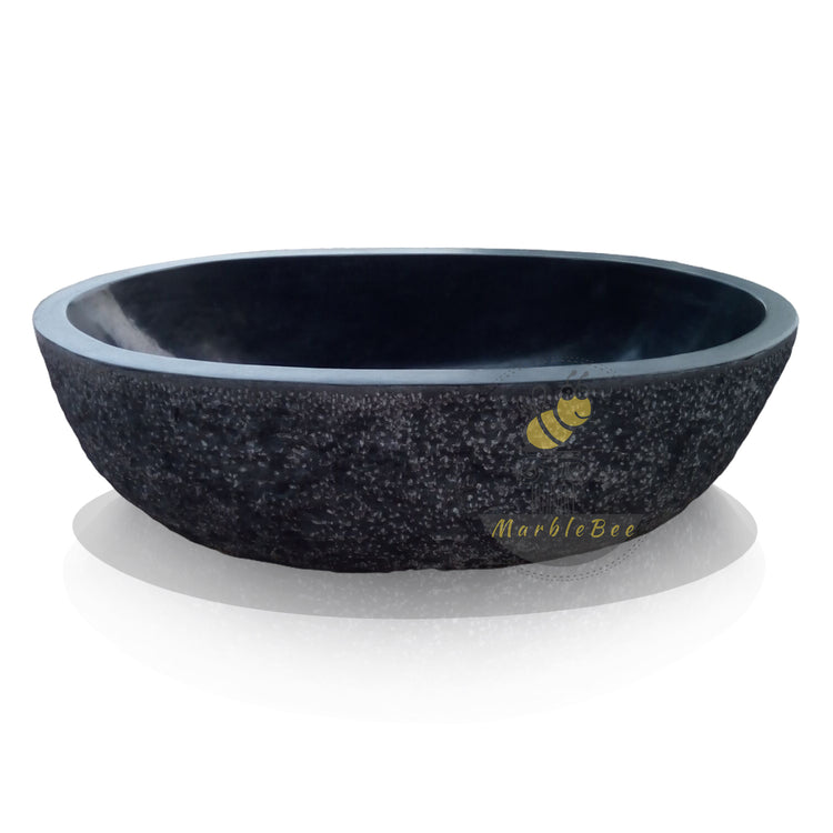 Limestone Bathtub-Black Stone