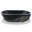 Black Limestone Tub, Half Chiseled, Half Polished