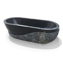 Black Limestone Tub, Half Chiseled, Half Polished