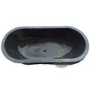 Black Limestone Tub, Half Chiseled, Half Polished