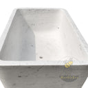 White Marble Bath with Modern Rectangular Design