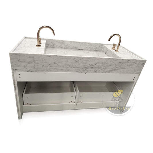 Floating Marble Vanity Italy Arabescato Marble