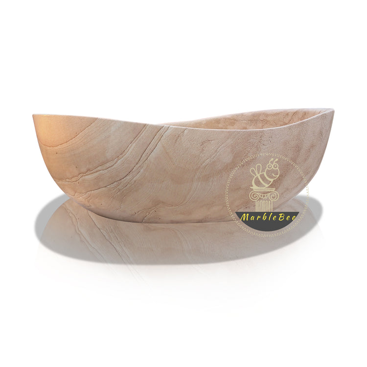 Sandstone Bathtub Freestanding Large Bath with River Landscape Veining for Life Campaigns