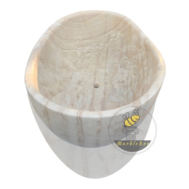 Sandstone Bathtub Freestanding Large Bath with River Landscape Veining for Life Campaigns