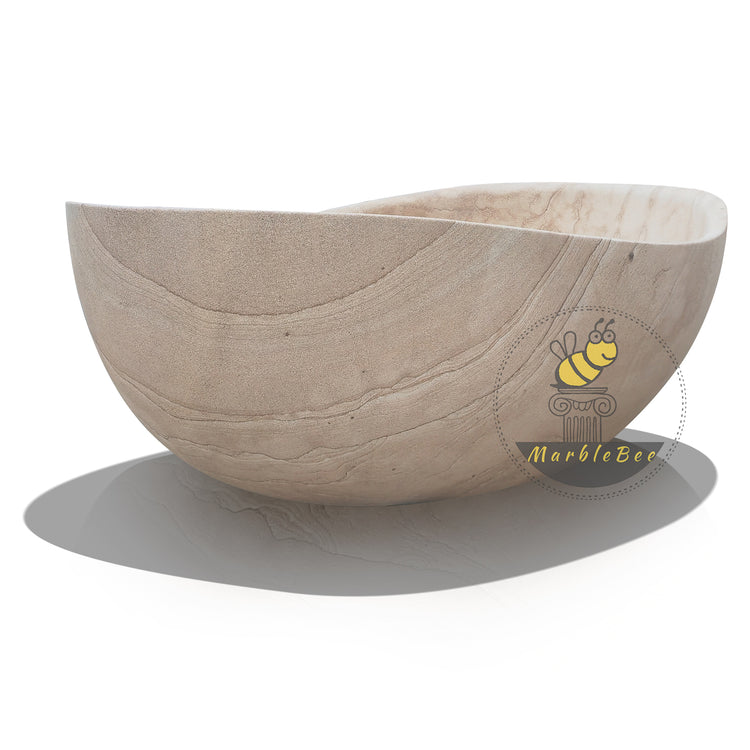 Sandstone Bathtub Freestanding Large Bath with River Landscape Veining for Life Campaigns