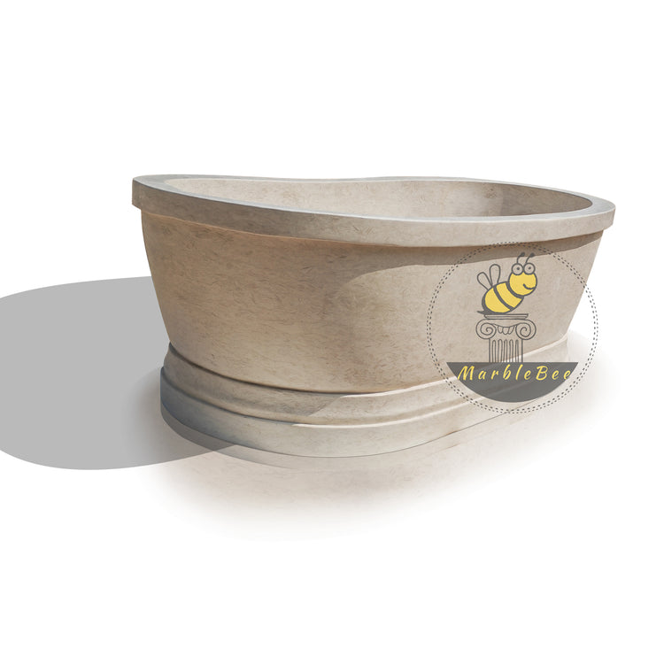 Beige Marble Oval Bathtub: Warm-Colored Masterpiece for Your Bathroom