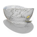 White Marble Bathtub of Calacatta Marble: Papillon Design Large Stone Tub for Two
