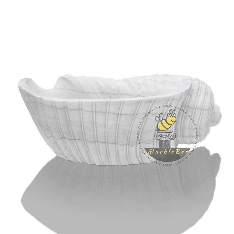 Unique Hand-Carved Stone Conch Bathtub from Solid Stone Block Shell Shape Design for Your Bathroom