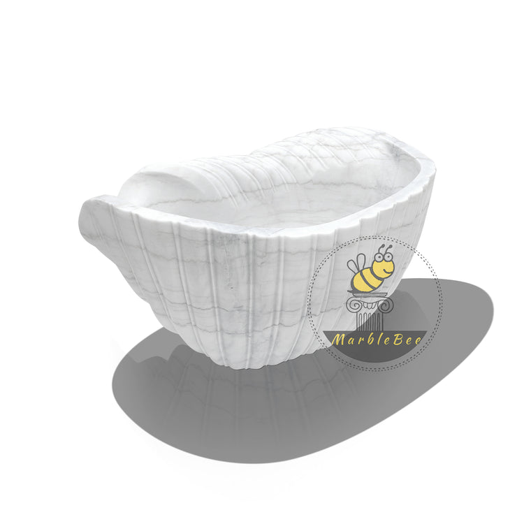 Unique Hand-Carved Stone Conch Bathtub from Solid Stone Block Shell Shape Design for Your Bathroom