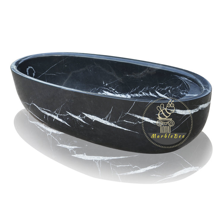 Black oval ergonomic design bathtub