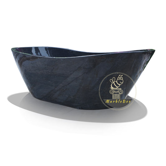 Double Slipper Black Marble Bathtub