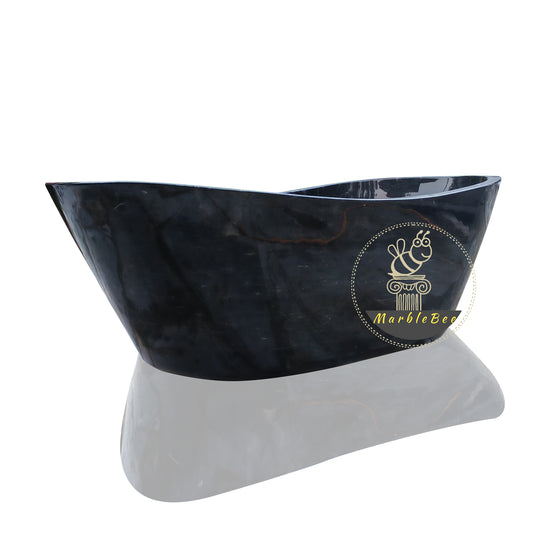 Double Slipper Black Marble Bathtub