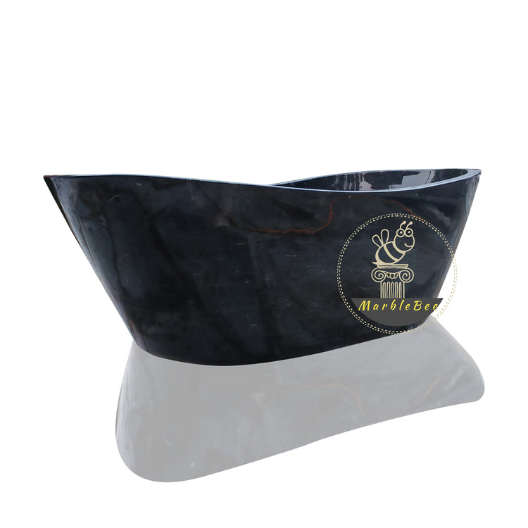 Double Slipper Black Marble Bathtub