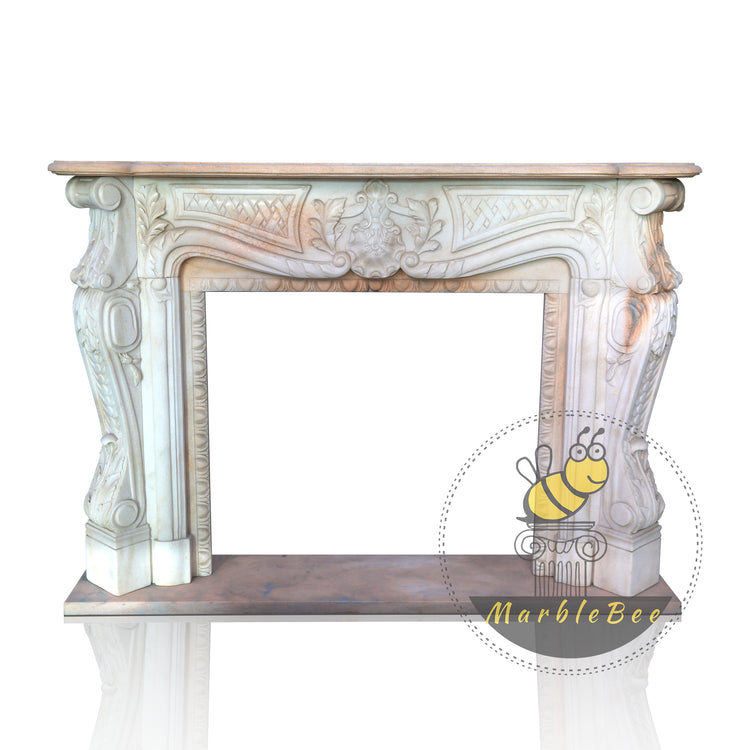 Elegant Light Pink Marble Fireplace 