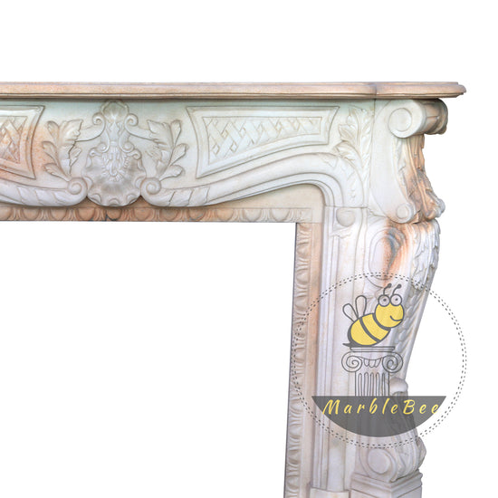 Elegant Light Pink Marble Fireplace 