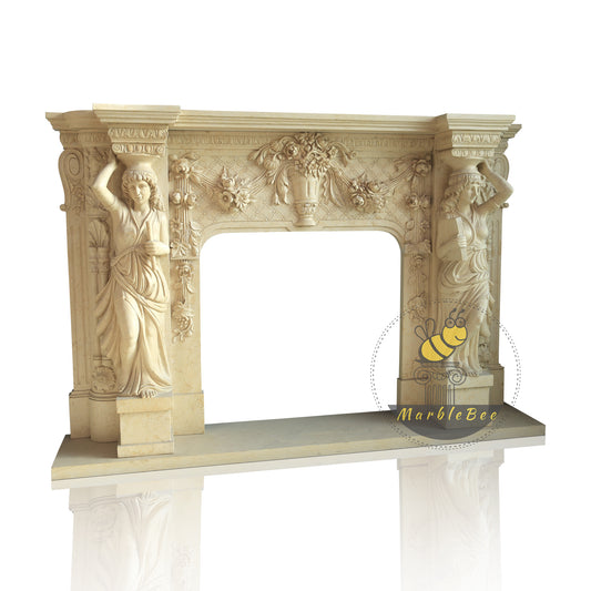  Stunning Egyptian Beige Marble Fireplace Surround