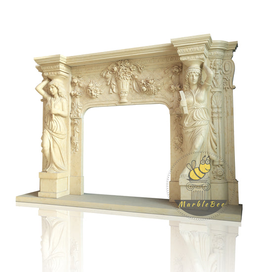  Stunning Egyptian Beige Marble Fireplace Surround