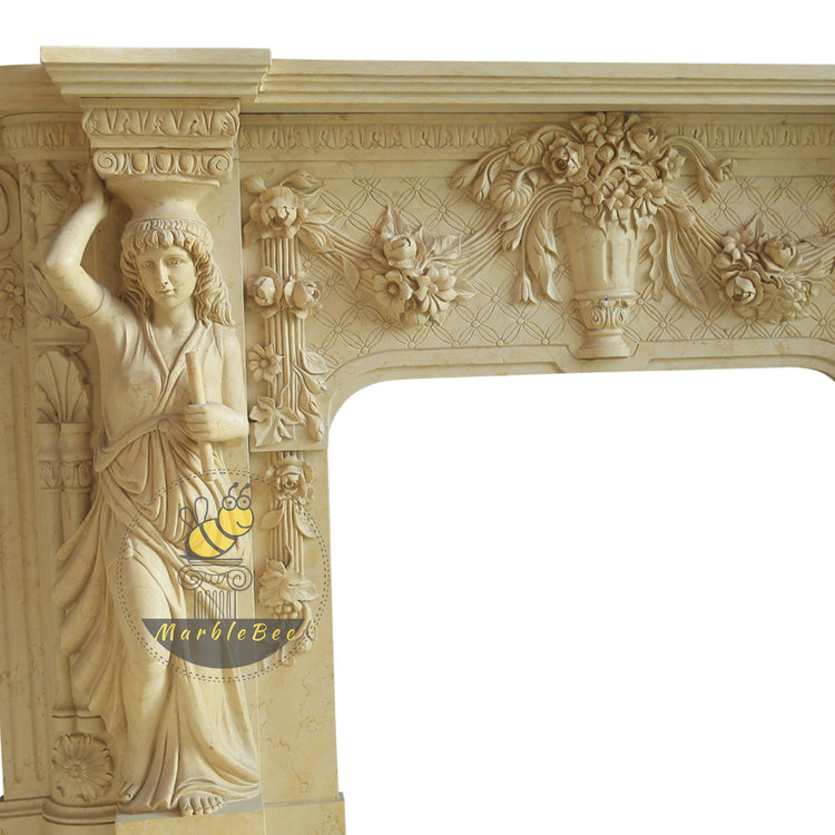  Stunning Egyptian Beige Marble Fireplace Surround