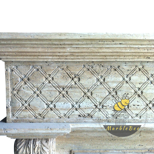 Hand Carved Travertine Fireplace Mantel 