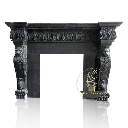 Majestic Antique Black Limestone Fireplace