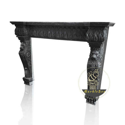 Majestic Antique Black Limestone Fireplace