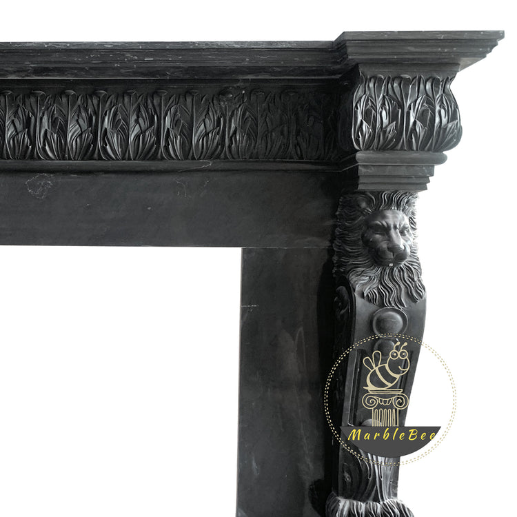 Majestic Antique Black Limestone Fireplace