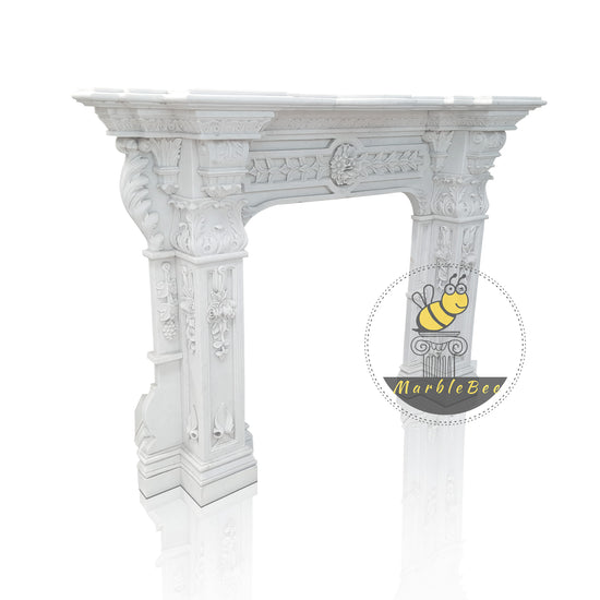 Elegant Victorian White Marble Fireplace Mantel