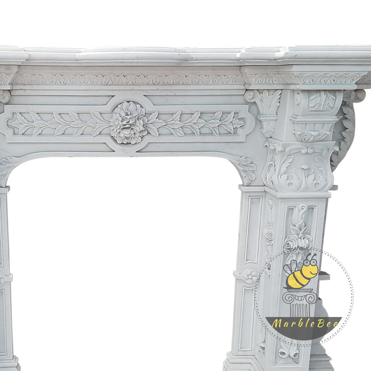 Elegant Victorian White Marble Fireplace Mantel