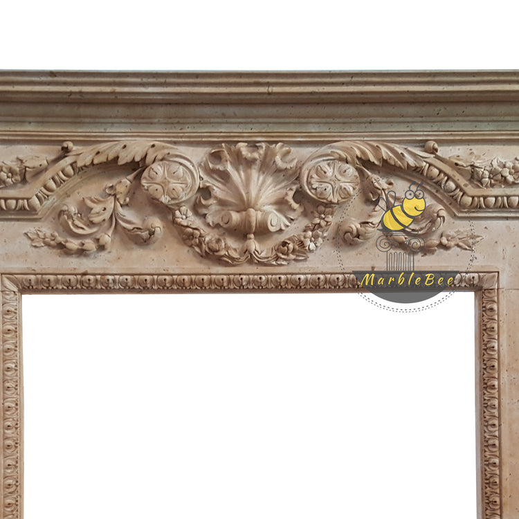 Hand Carved Pink Marble Fireplace Mantel