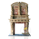 Elegant Travertine Fireplace – Lion Carvings and Red Marble Elements