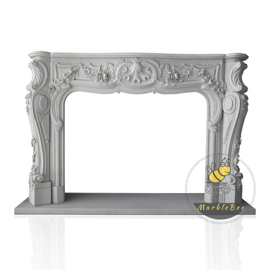 Marble fireplace mantel with curved corbel legs