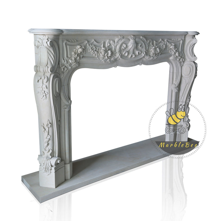 Marble fireplace mantel with curved corbel legs