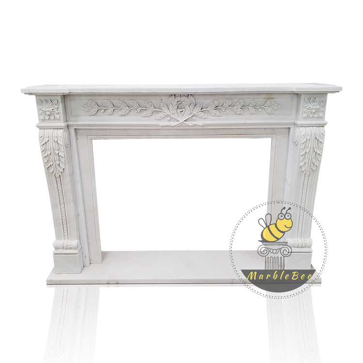 Marble fireplace surround hand-carved by white marble