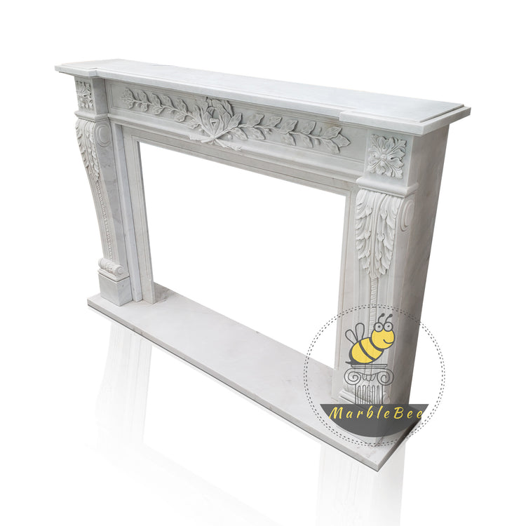 Marble fireplace surround hand-carved by white marble