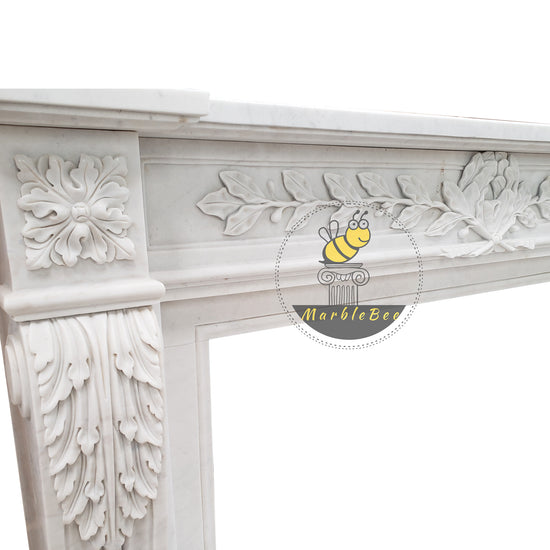 Marble fireplace surround hand-carved by white marble