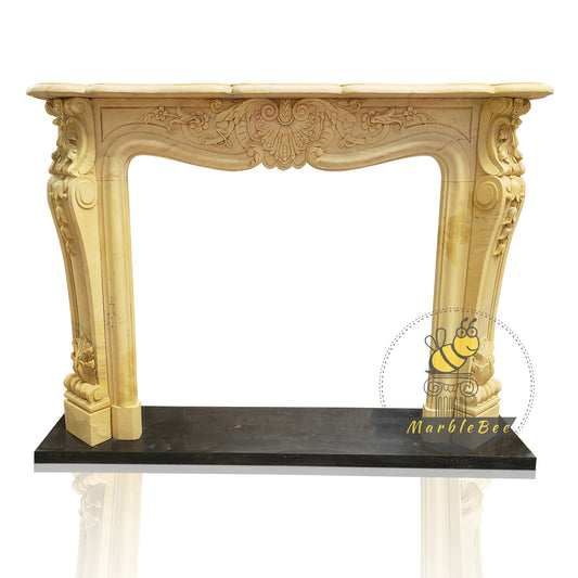 Natural stone fireplace mantel French style with customizable 