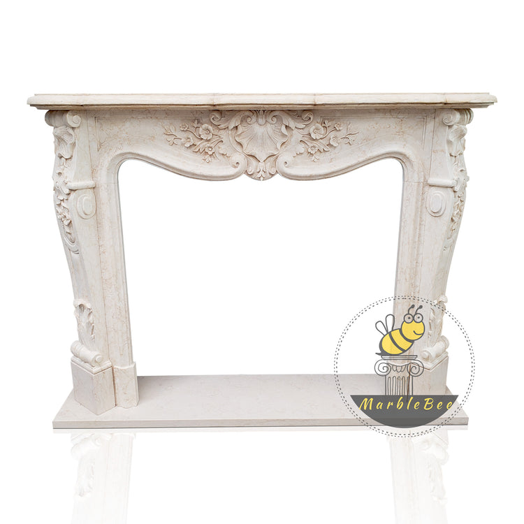 Marble fireplace mantel in White marble on sale