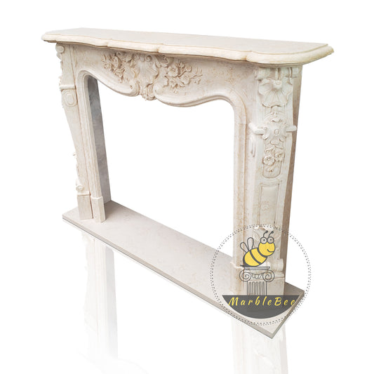 Marble fireplace mantel in White marble on sale