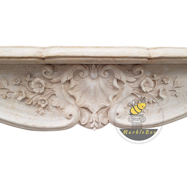 Marble fireplace mantel in White marble on sale