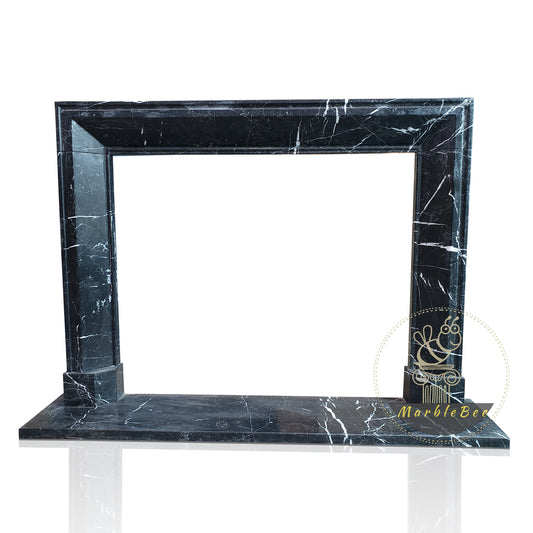 Fireplace mantel simple design in Nero Marquina black marble