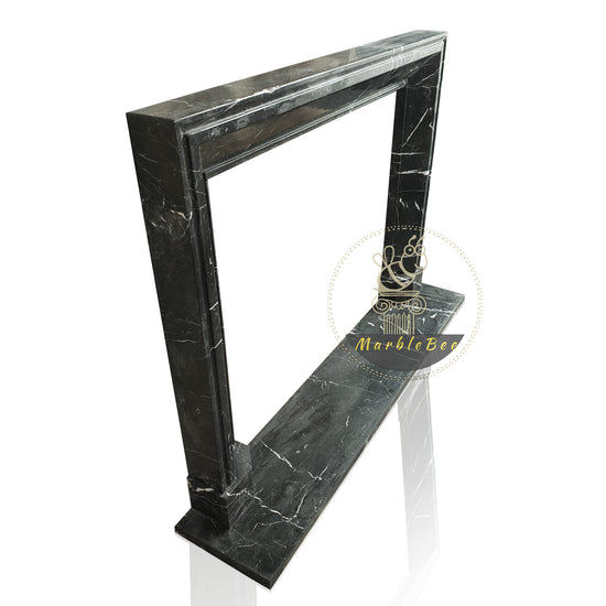 Fireplace mantel simple design in Nero Marquina black marble