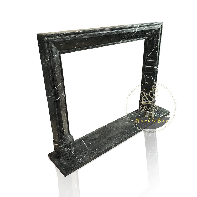 Fireplace mantel simple design in Nero Marquina black marble