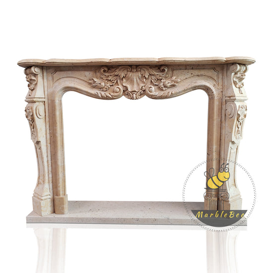 Marble fireplace surround in French style with curved corbel