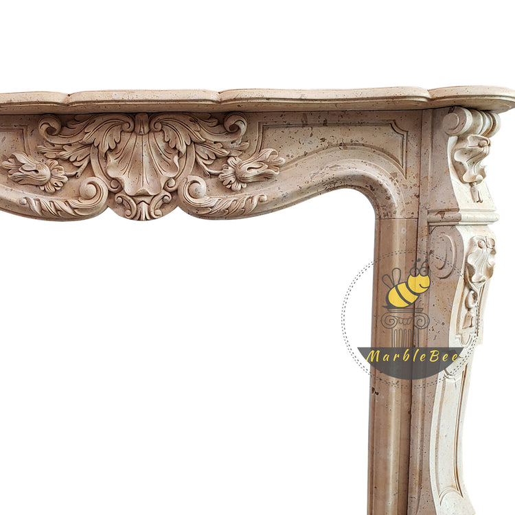 Marble fireplace surround in French style with curved corbel