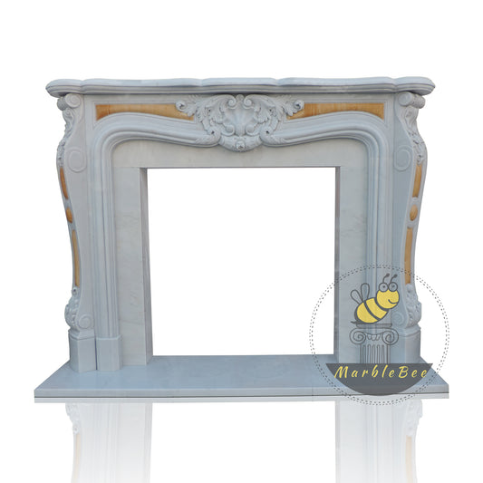 Mixed Color Marble Classical Design Fireplace Surround