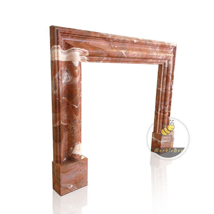 Sleek Modern Design – Bright Red Marble Fireplace Surround