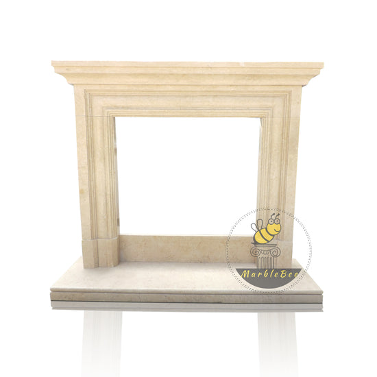 Modern English Simple Elegant Beige Marble Fireplace Surround