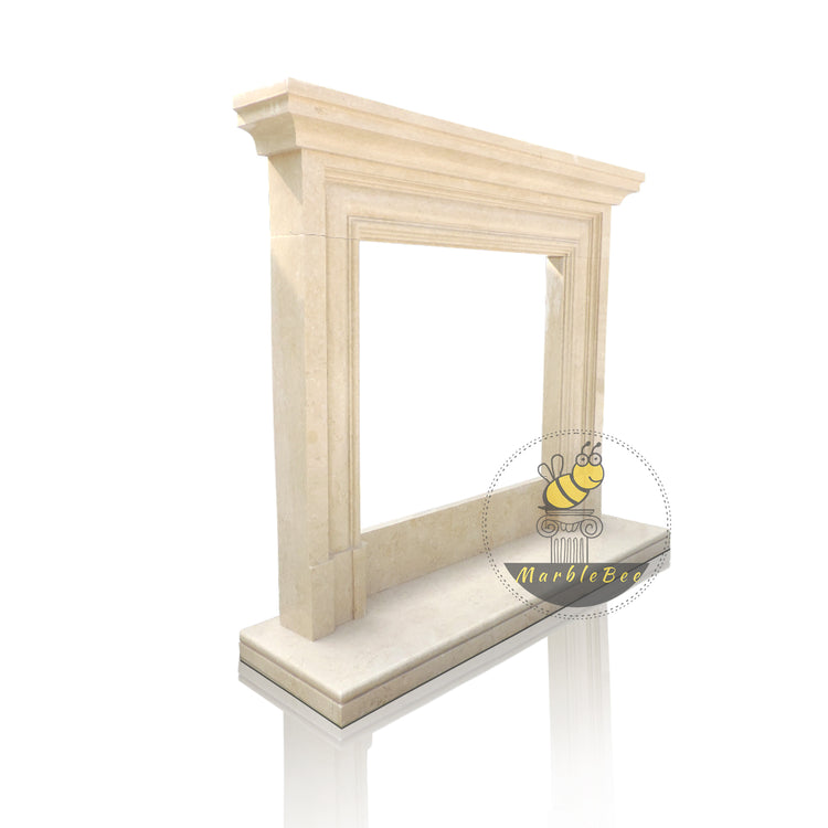 Modern English Simple Elegant Beige Marble Fireplace Surround