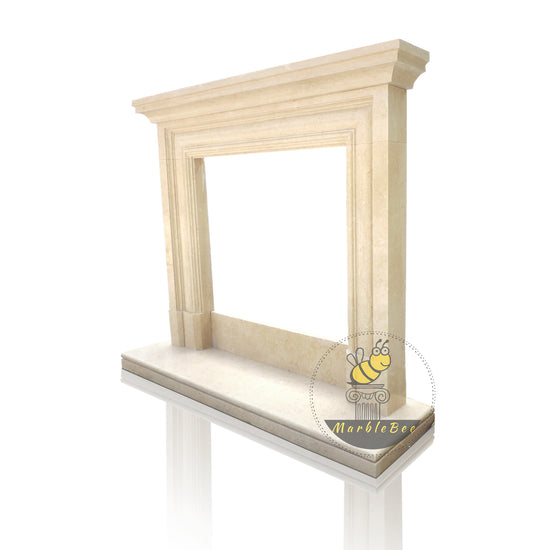 Modern English Simple Elegant Beige Marble Fireplace Surround