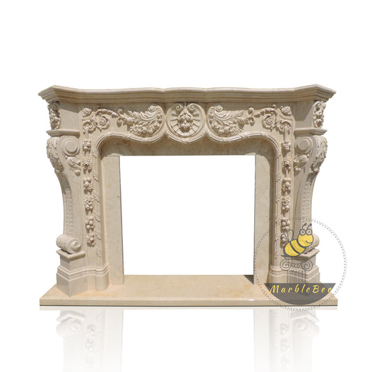 French Style Limestone Fireplace Surround